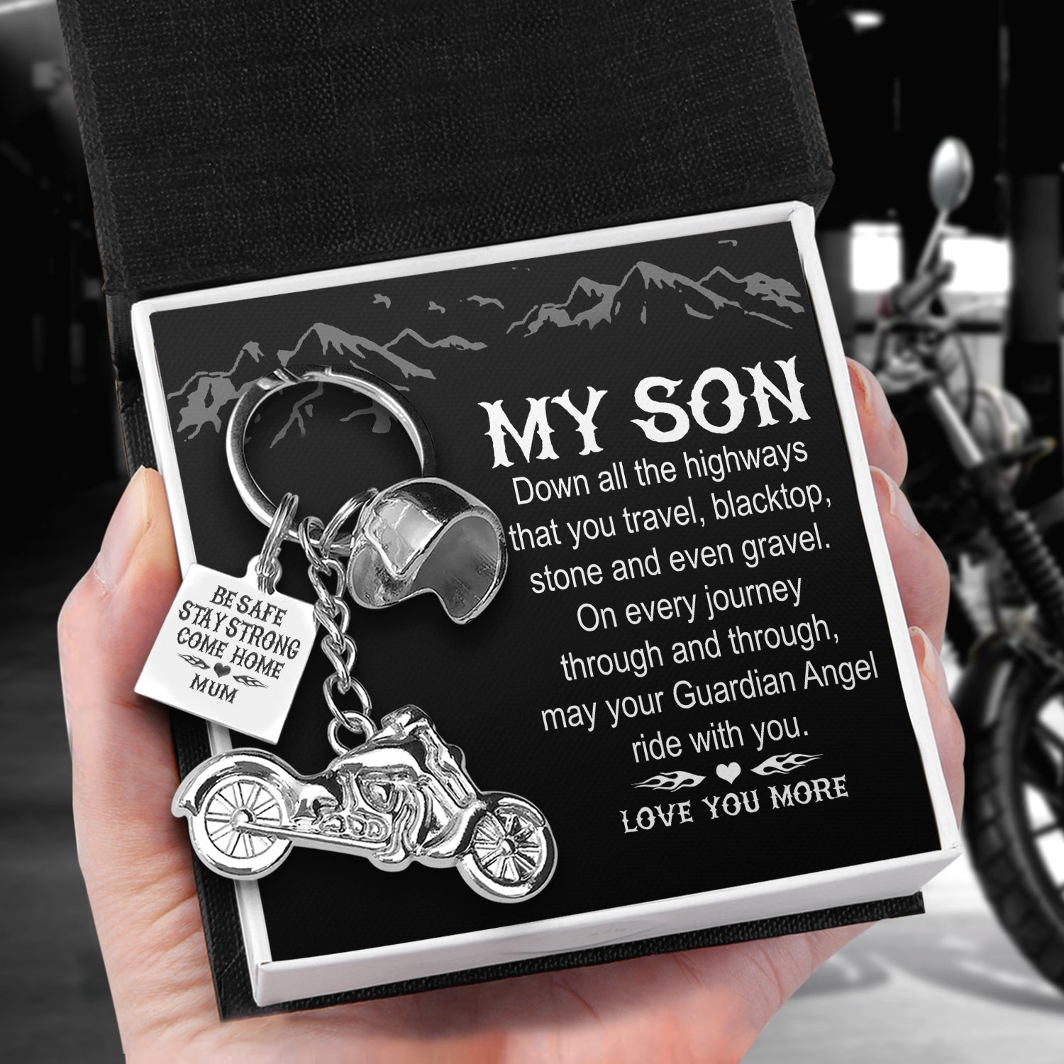 Classic Bike Keychain - Biker - To My Son - Be Safe, Stay Strong, Come Home - Ukgkt16018