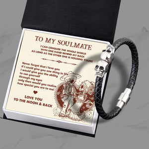 Skull Cuff Bracelet - Skull - To My Soulmate - Love You To The Moon And Back - Ukgbbh26002