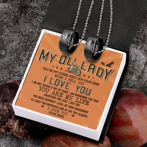 Couple Pendant Necklaces - Biker - To My Ol' Lady - I Will Be Your Backbones - Ukgnw13011