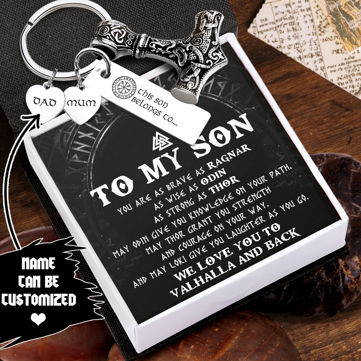 Personalized Viking Thor Keychain - Viking - To My Son - We Love You To Vahalla And Back - Ukgkbv16002
