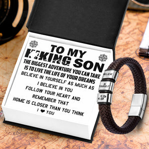 Leather Bracelet - Hiking - To My Hiking Son - Live The Life Of Your Dreams - Ukgbzl16030