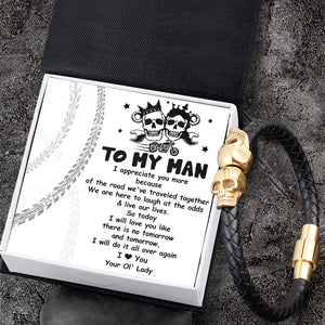 Skull Cuff Bracelet - Biker - To My Man - I Will Love You Like There Is No Tomorrow And Tomorrow - Ukgbbh26027