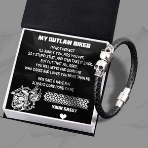 Skull Cuff Bracelet - Skull Biker - To My Man - Always Come Home To Me - Ukgbbh26004