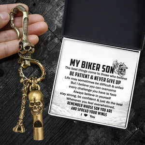 Skull Keychain Holder - Biker - To My Son - Remember Whose Son You Are And Spread Your Wings - Ukgkci16011