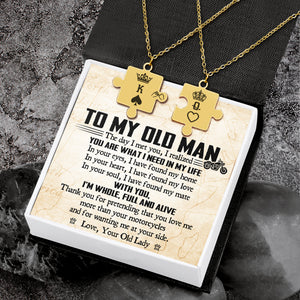 Puzzle Piece Necklace - Biker - To My Old Man - Love, Your Old Lady - Ukglmb26005