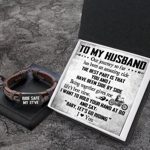 Leather Cord Bracelet - Biker - To My Husband - I Love You - Ukgbr14002