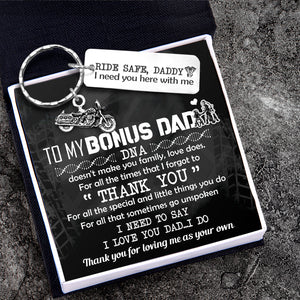 Engraved Motorcycle Keychain - Biker - To My Bonus Dad - From Son - I Love You Dad...I Do - Ukgkbe18006