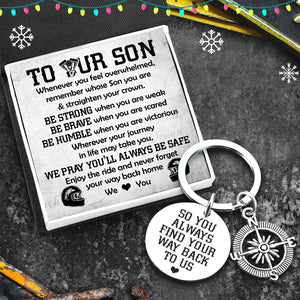 Compass Keychain - Biker - To Our Son - We Love You - Ukgket16002