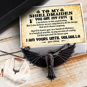 Dark Raven Necklace - Viking - My Shieldmaiden - I Am Yours Until Valhalla - Ukgncm13007