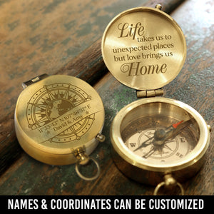 Personalised Engraved Compass - Family - To My Lover - Love Brings Us Home - Ukgpb26044