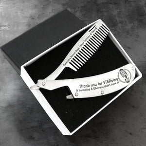 Folding Comb - Family - To My Bonus Dads - Thank You For Stepping And Becoming A Dad You Didn't Have To - Ukgec18022