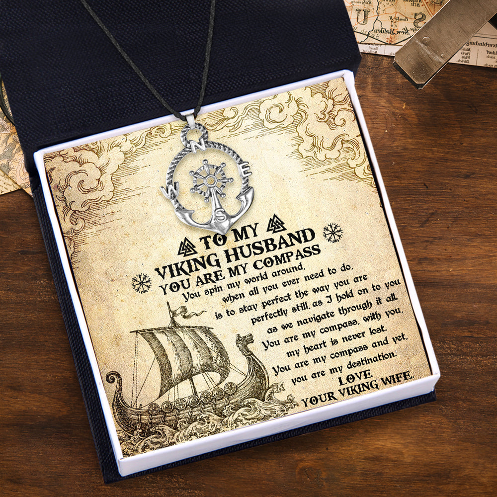 Vintage Anchor Compass Necklace - Viking - To My Viking Husband - You Are My Destination - Ukgnfx14002