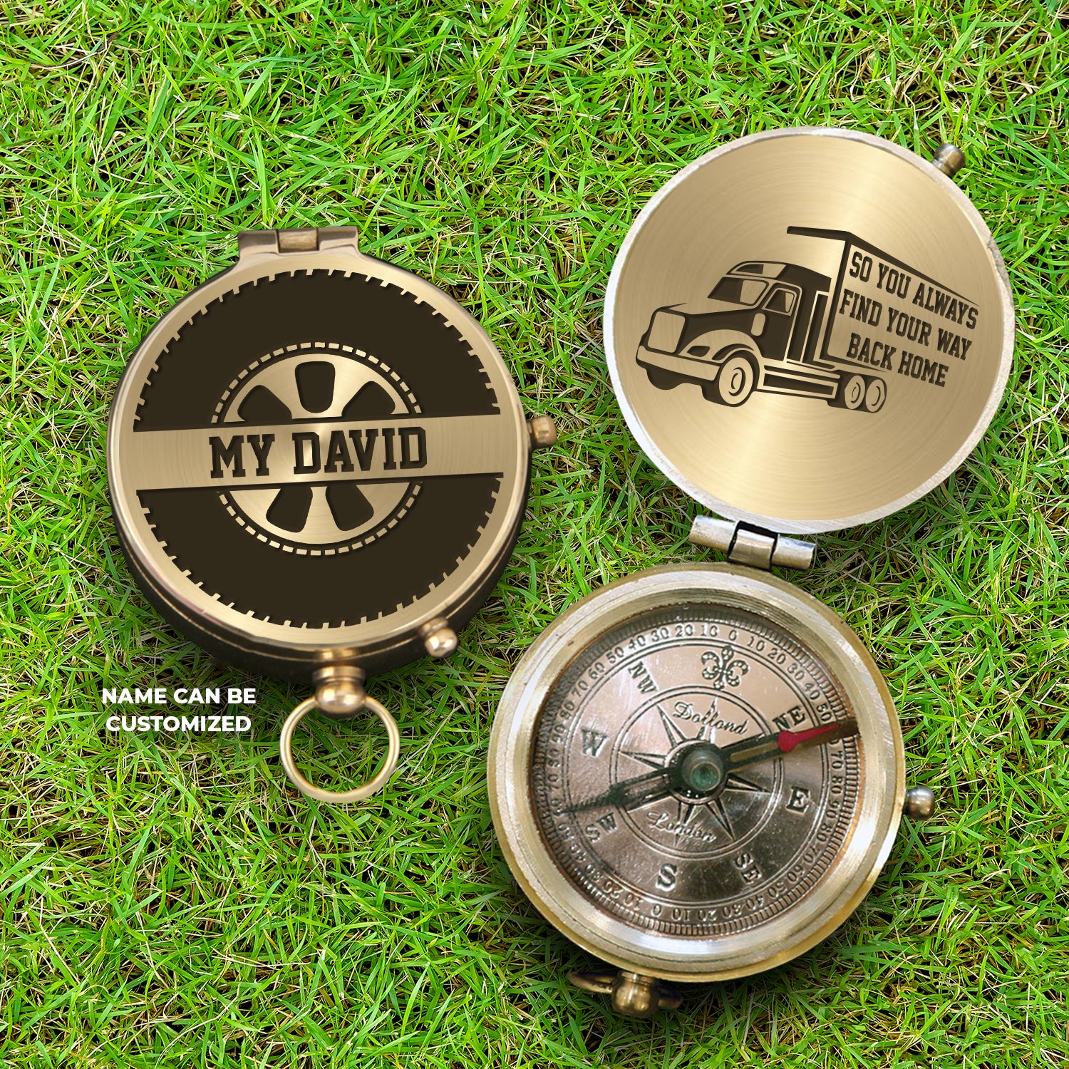 Personalised Engraved Compass - Trucking - To My Man - Way Back Home - Ukgpb26045