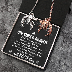 Couple Wolf Pendant Necklaces - Viking - My Shield Maiden - I Love You To Vahalla And Back - Ukgnbd13002