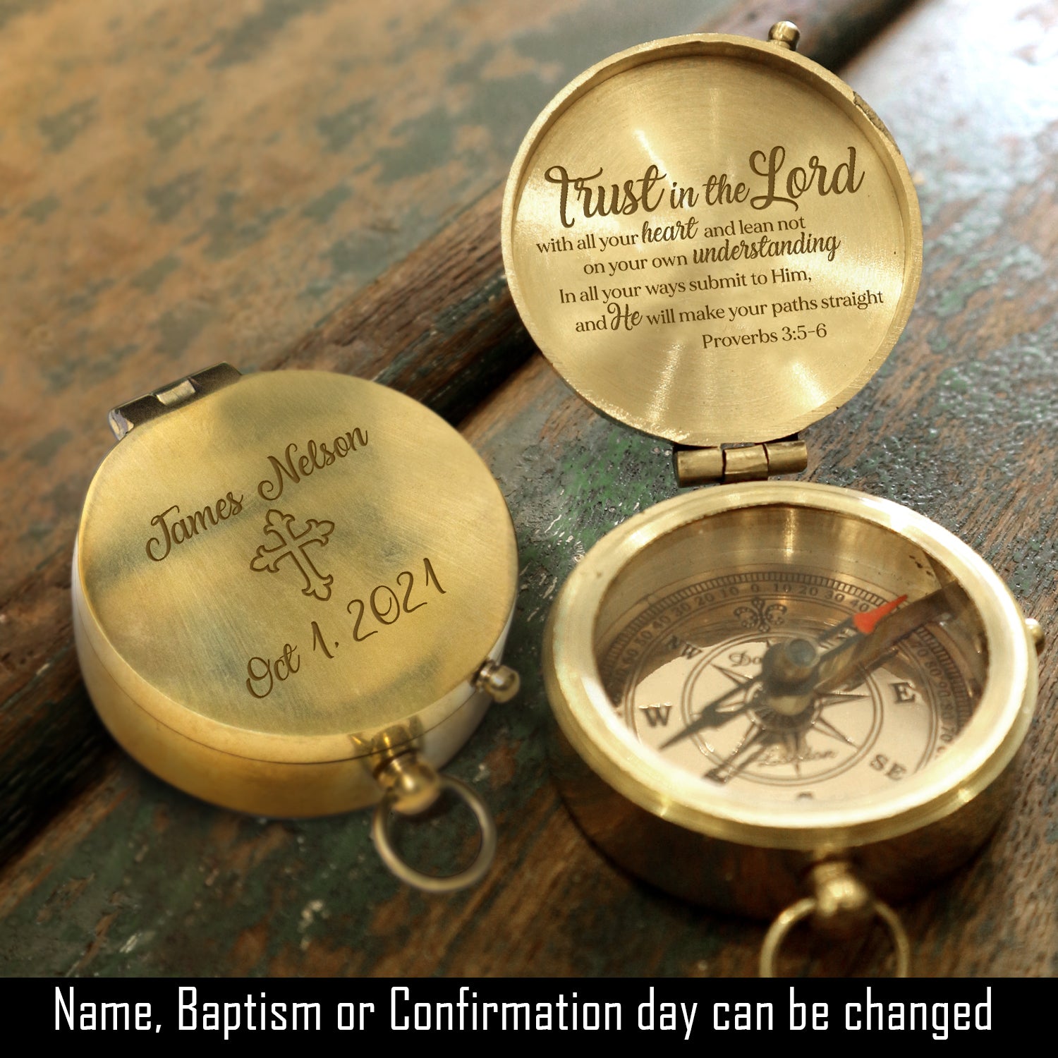 Personalised Engraved Compass - God - To Lover - Trust In The Lord - Ukgpb26041
