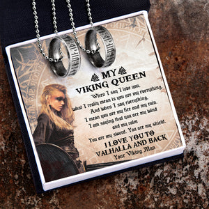 Couple Rune Ring Necklaces - Viking - My Viking Queen - I Love You To Valhalla And Back - Ukgndx13002