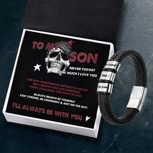 Leather Bracelet - Skull - To My Son - I'll Always Be With You - Ukgbzl16035