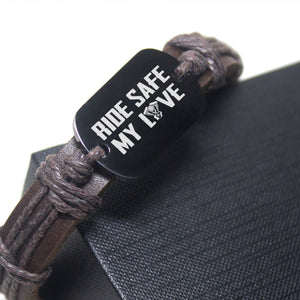 Leather Cord Bracelet - Biker - To My Husband - I Love You - Ukgbr14002