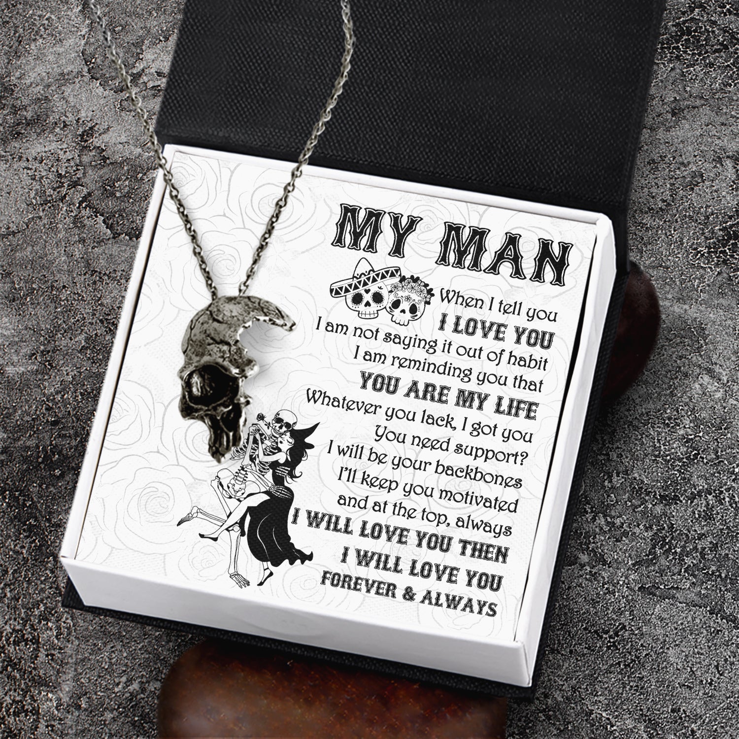 Skull Necklace - Skull - To My Man - I Will Love You - Ukgnag26002