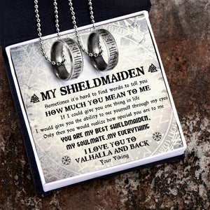 Couple Rune Ring Necklaces - My Shieldmaiden - I Love You To Valhalla And Back - Ukgndx13001