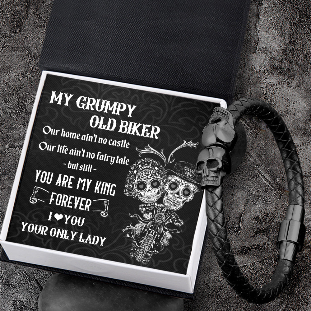 Skull Cuff Bracelet - Skull - To My Grumpy Old Biker - You Are My King Forever - Ukgbbh26001