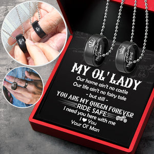 Couple Pendant Necklaces - Biker - To My Ol' Lady - You Are My Queen Forever - Ukgnw13006