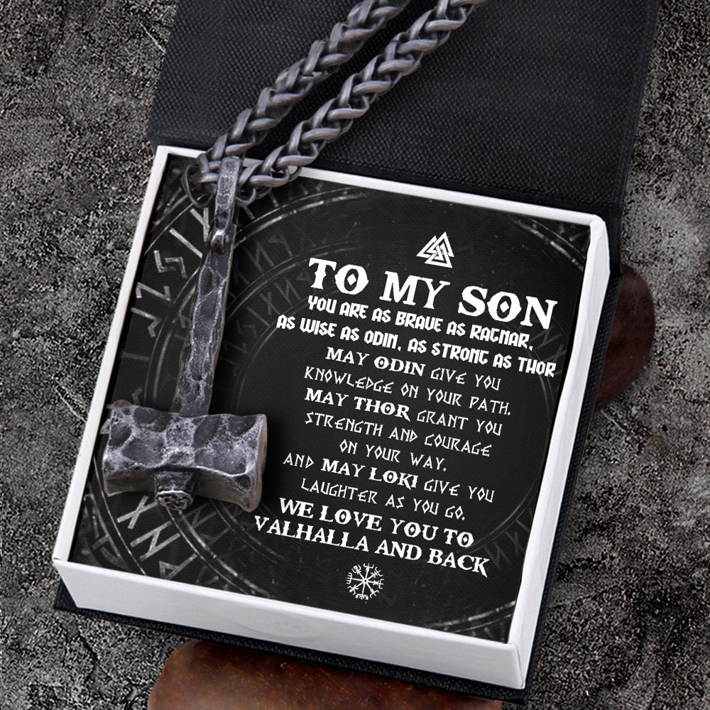 Viking Hammer Necklace - Viking - To My Son - We Love You To Vahalla And Back - Ukgnfr16002