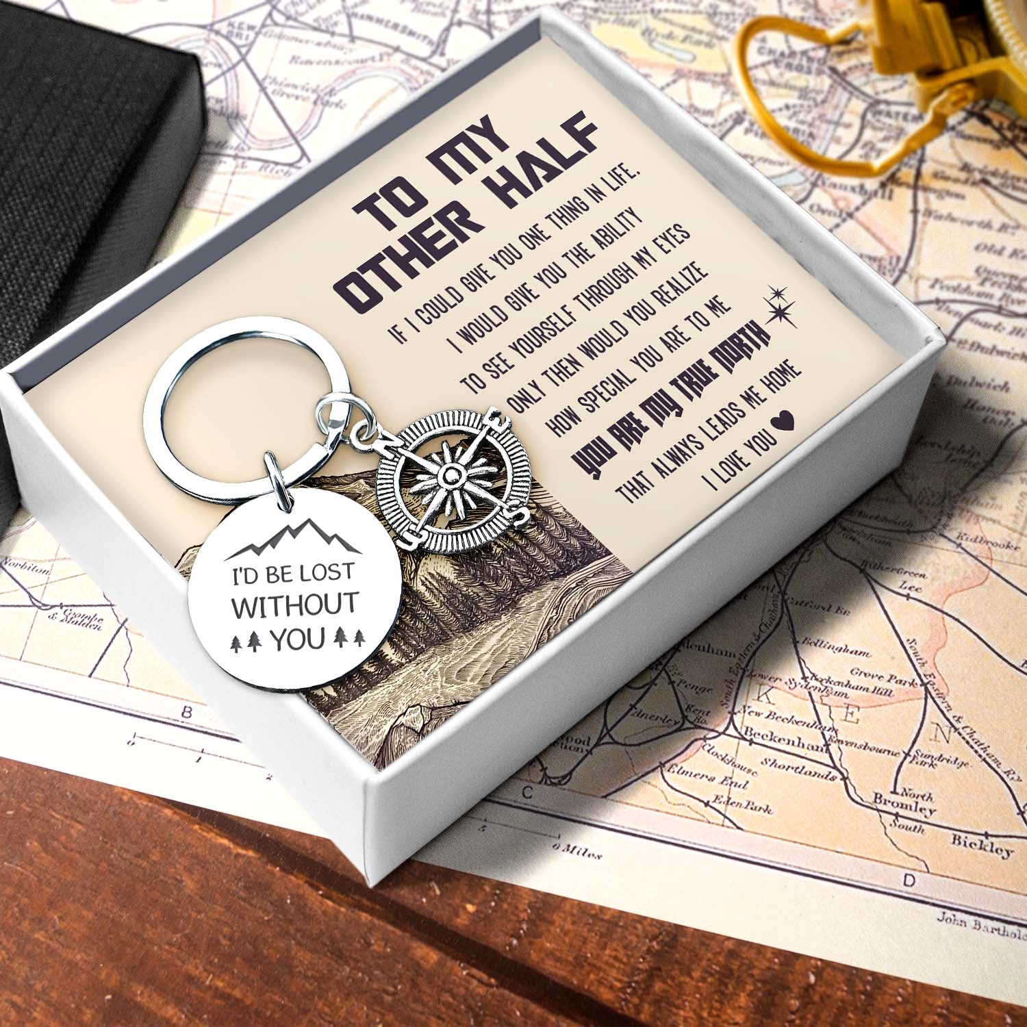 Compass Keychain - Travel - To My Man - You Are My True North - Ukgkw26012