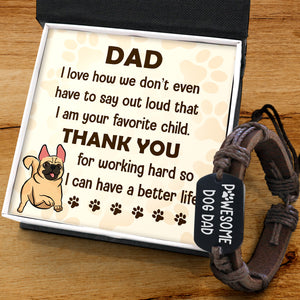 Leather Cord Bracelet - Pug - To My Dad - I Am Your Favorite Child - Ukgbr18015
