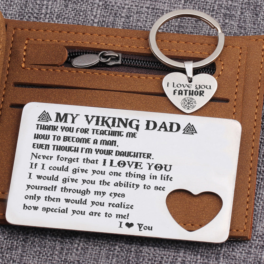 Wallet Card Insert And Heart Keychain Set - Viking - To My Dad - From Daughter - How Special You Are To Me! - Ukgcb18009
