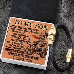 Skull Cuff Bracelet - Biker - To My Son - I Love You - Ukgbbh16007