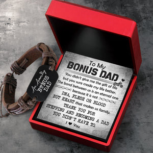 Leather Cord Bracelet - Biker - To My Bonus Dad - An Amazing Bonus Dad - Ukgbr18014
