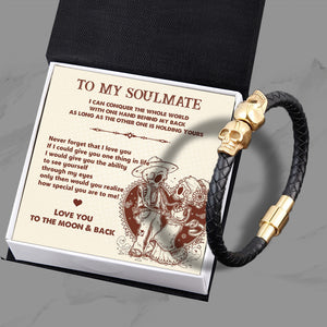 Skull Cuff Bracelet - Skull - To My Soulmate - Love You To The Moon And Back - Ukgbbh26002