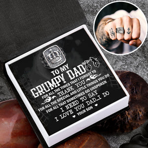 Vintage Crown Ring - Biker - To My Grumpy Dad - From Son - I Love You Dad...i Do - Ukgrd18005