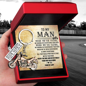 Old-School Motorcycle Keychain - Biker - To My Old Man - I Need You Here With Me - Ukgkej26006