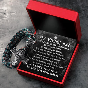 Viking Thor's Hammer Bracelet - Viking - To My Dad - I Love You To Valhalla & Back - Ukgbo18001