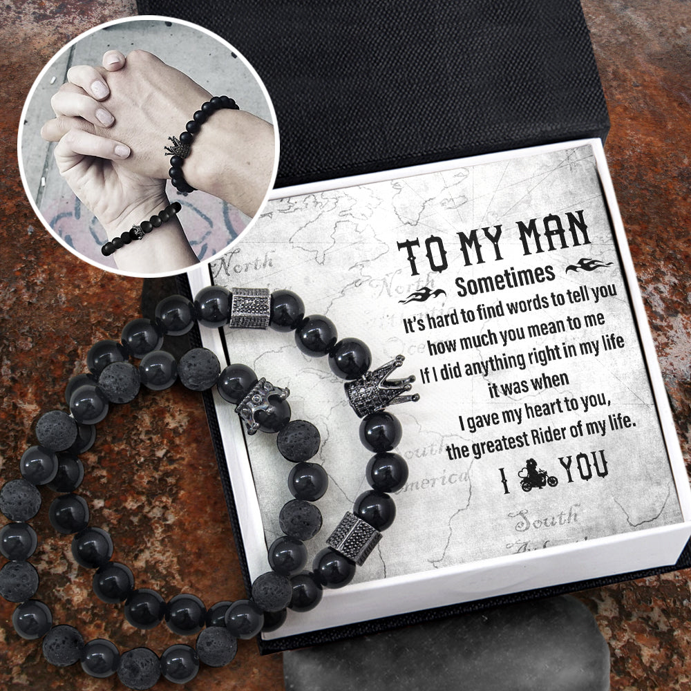 Personalized King & Queen Couple Bracelets - Biker - To My Man - I Gave My Heart To You - Ukgbae26003
