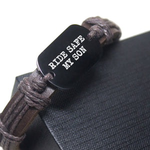Leather Cord Bracelet - Biker - To My Son - I Love You, Son - Ukgbr16003