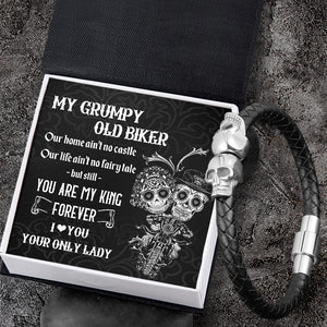 Skull Cuff Bracelet - Skull - To My Grumpy Old Biker - You Are My King Forever - Ukgbbh26001