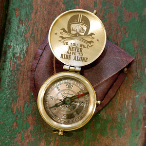 Engraved Compass - Biker - To My Man - You Will Never Have To Ride Alone - Ukgpb26075