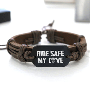 Leather Cord Bracelet - Biker - To My Husband - I Love You - Ukgbr14002