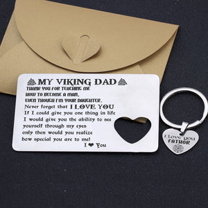 Wallet Card Insert And Heart Keychain Set - Viking - To My Dad - From Daughter - How Special You Are To Me! - Ukgcb18009