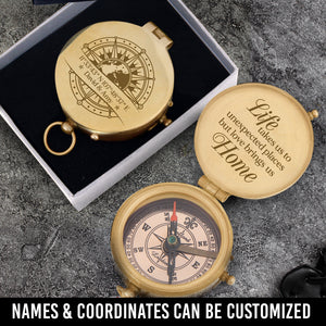 Personalised Engraved Compass - Family - To My Lover - Love Brings Us Home - Ukgpb26044