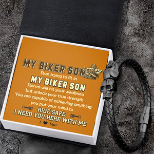 Skull Cuff Bracelet - Biker - To My Biker Son - You Are Capable Of Achieving Anything - Ukgbbh16016