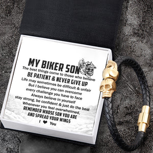 Skull Cuff Bracelet - Biker - To My Biker Son - Always Believe In Yourself - Ukgbbh16015