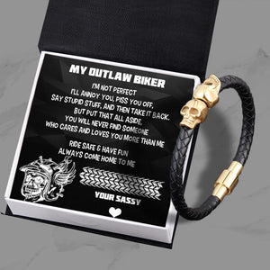 Skull Cuff Bracelet - Skull Biker - To My Man - Always Come Home To Me - Ukgbbh26004