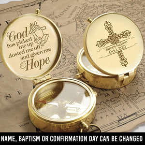 Personalised Engraved Compass - God - To Lover - God Has Picked Me Up - Ukgpb26048