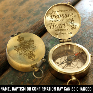 Personalised Engraved Compass - God - To Lover - Your Heart Will Be Also - Ukgpb26043