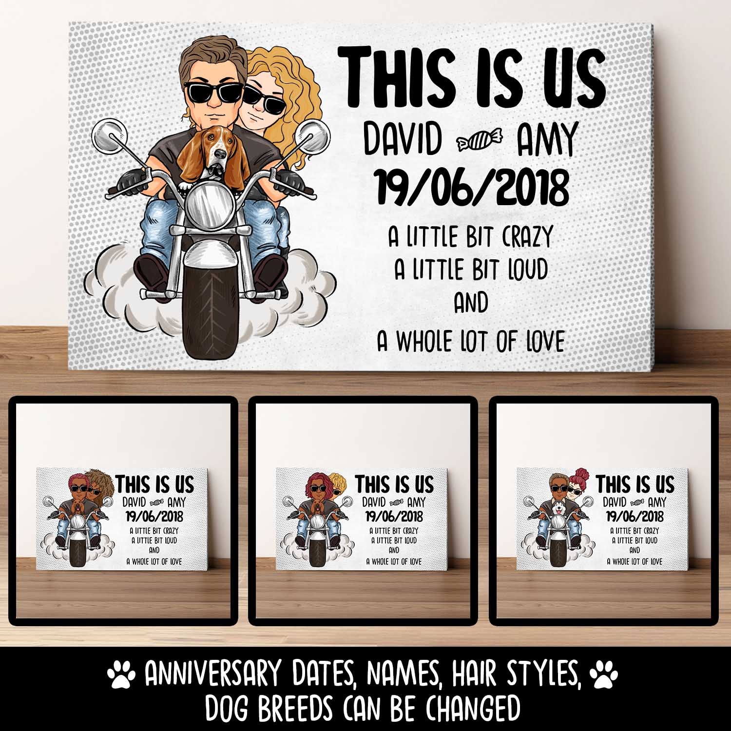 Personalised Matte Canvas - Biker - To Couple - And A Whole Lot Of Love - Uksjkc34010