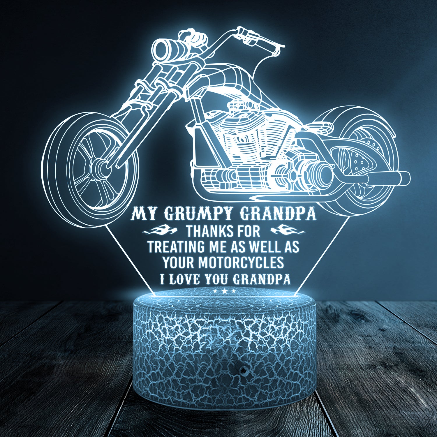 3D Led Light - Biker - My Grumpy Grandpa - Thanks For Treating Me As Well As Your Motorcycles - Ukglca20001